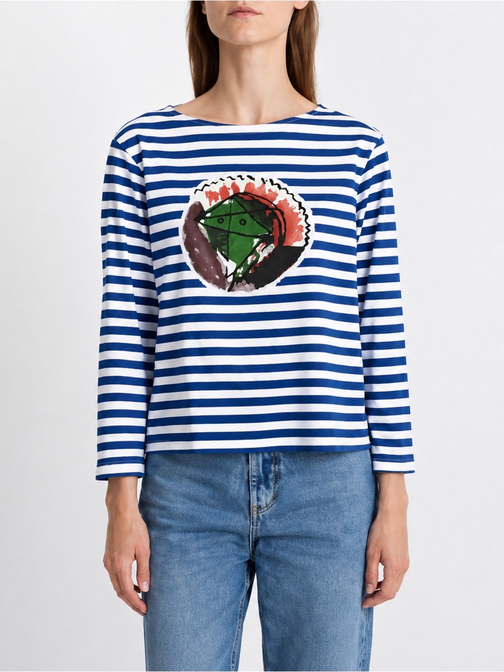 Burberry Burberry Pallas Helmet striped cotton long-sleeve T-shirt blue white